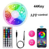 A circular 44Key LED light panel with an app control remote and charging cable shown next to a smartphone.