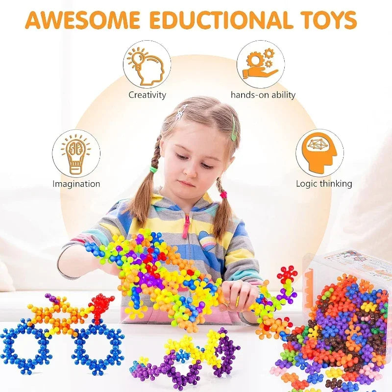 Snowflake Interlocking Building Blocks for Creative Play