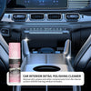 A bottle of polishing cleaner is shown in the context of a car interior dashboard and air vent.
