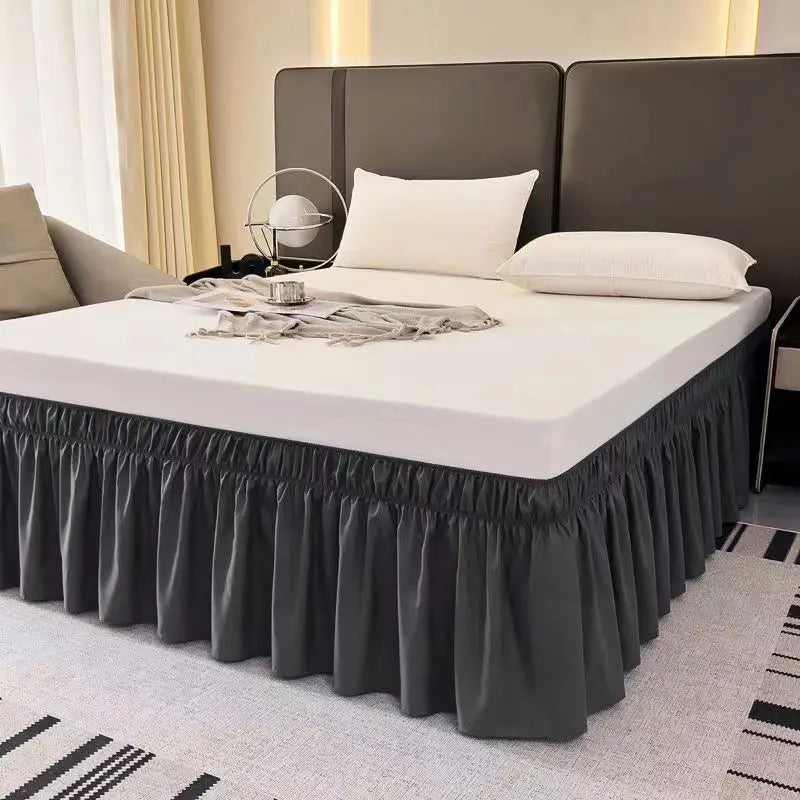 Ruffled Bed Skirt with Elastic Band – No-Lift, Wrinkle-Resistant Design