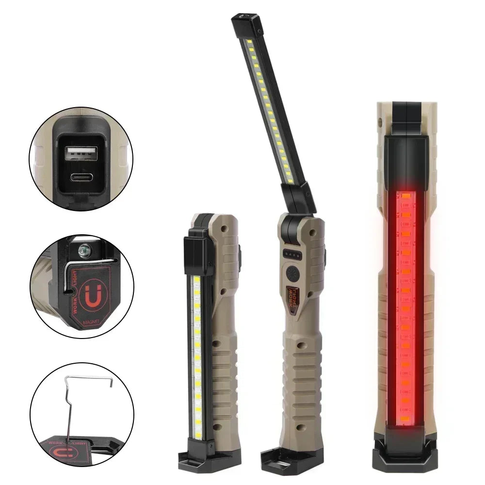 Foldable LED Work Light with Magnetic Base and USB Charging
