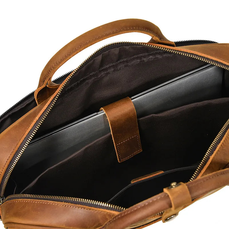 Vintage Genuine Leather Executive Laptop Briefcase