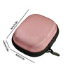 Pink portable storage case for insulin and peptide vials, showing dimensions.