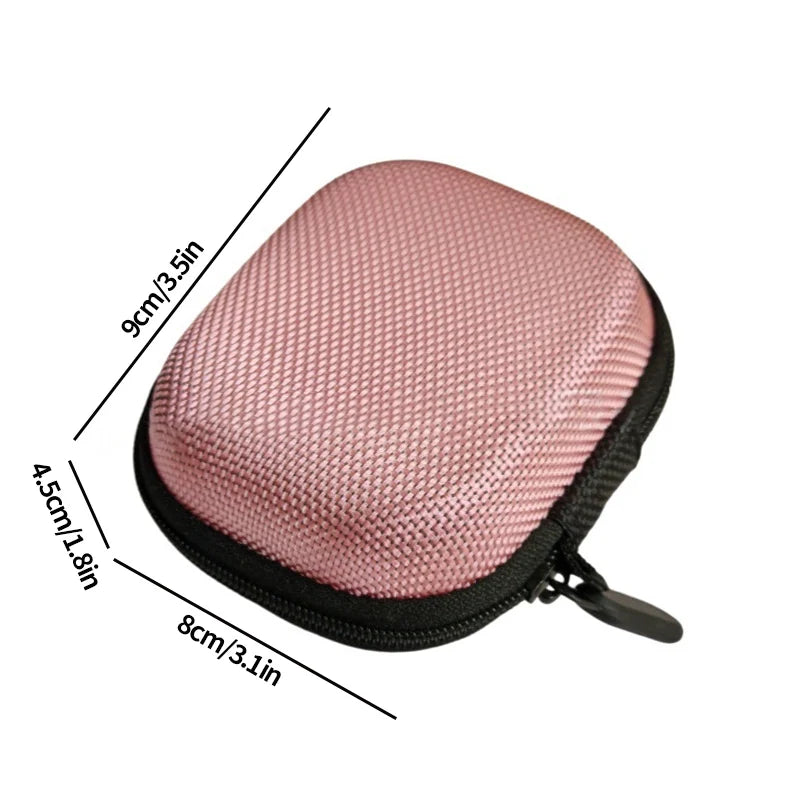 Pink portable storage case for insulin and peptide vials, showing dimensions.