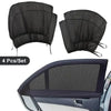 Set of four black car side window sunshades with mosquito mesh for vehicle windows