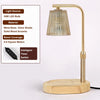 A gold-toned floor lamp with a textured glass shade and wooden base, featuring a 35W LED bulb.