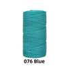 A spool of 1.5mm fine polyester blue crochet yarn for knitting and DIY crafts.