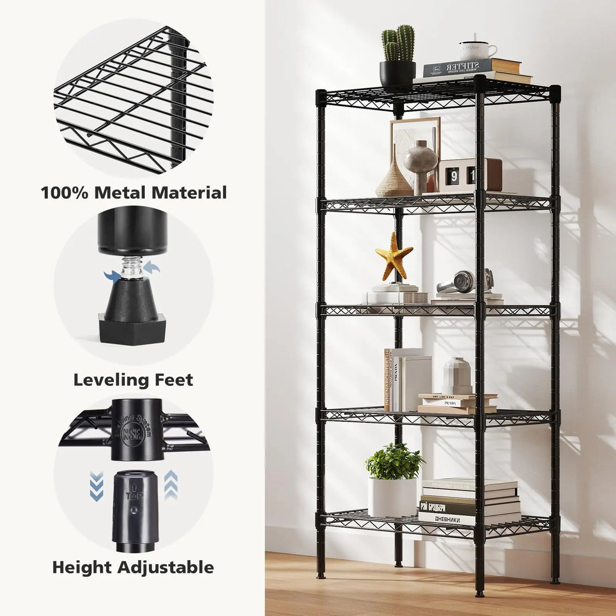 3-5 Tier Heavy-Duty Metal Storage Shelving Unit