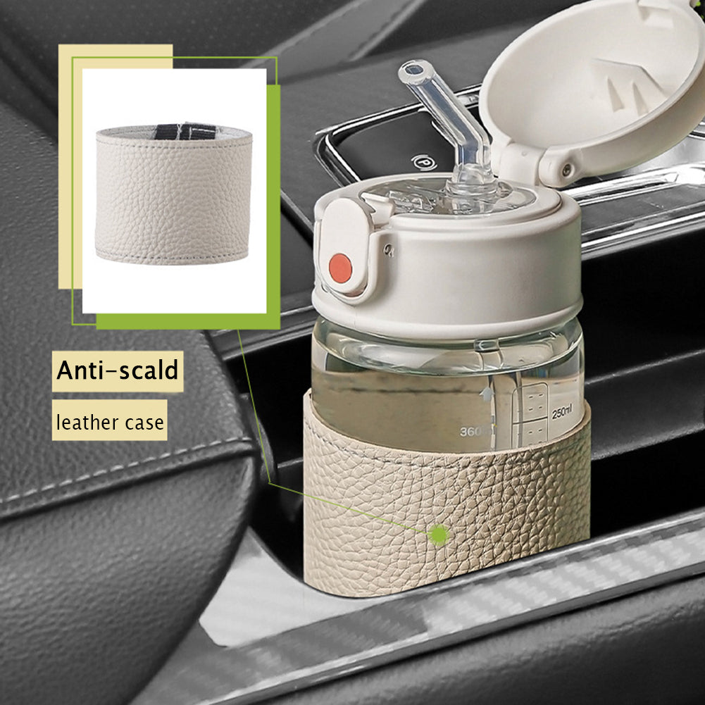 Portable Straw Water Bottle with Scale and Wide Mouth