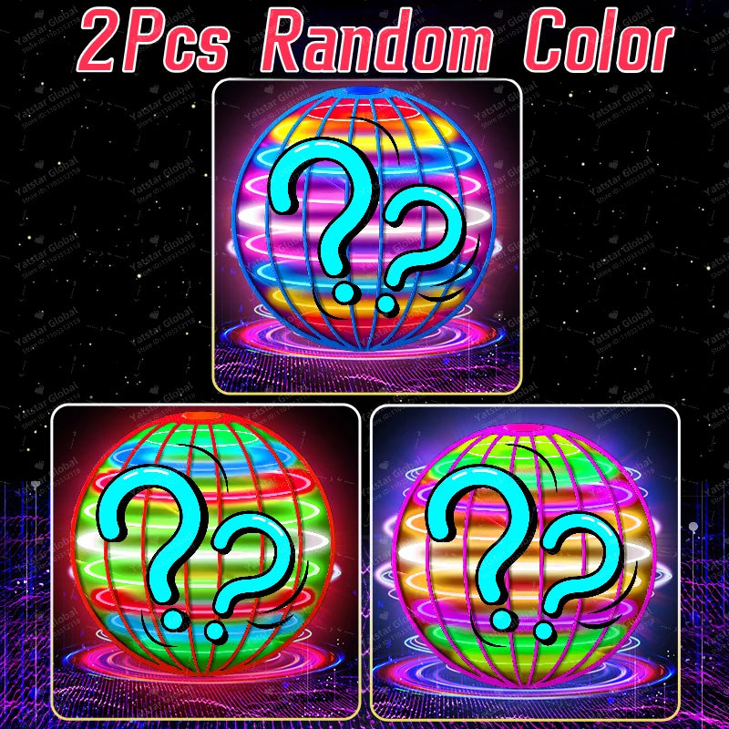 Two glowing, colorful orbs with question marks are displayed against a dark background.