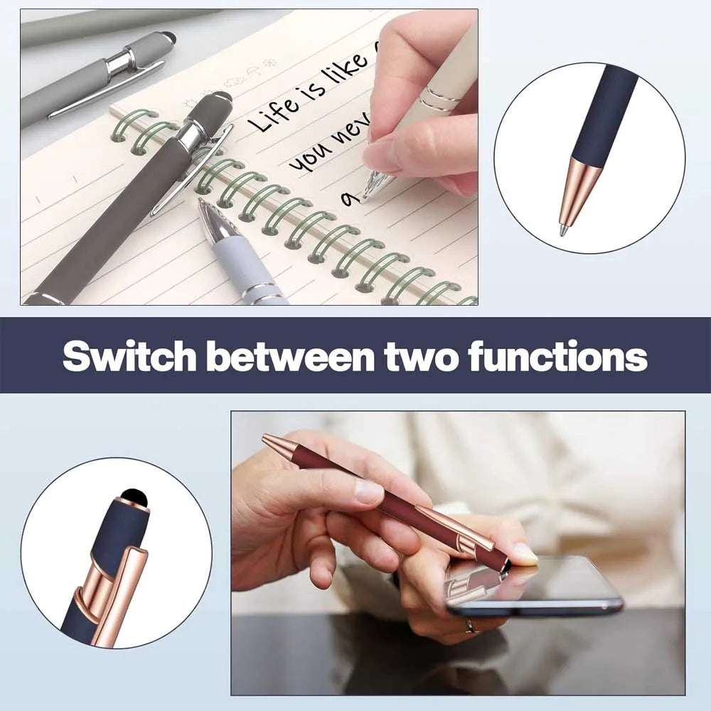 2-in-1 Stylus Pen with Retractable Ballpoint – Pack of 5