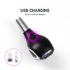 A black LED illuminated crystal gear shift knob with a USB charging port visible.