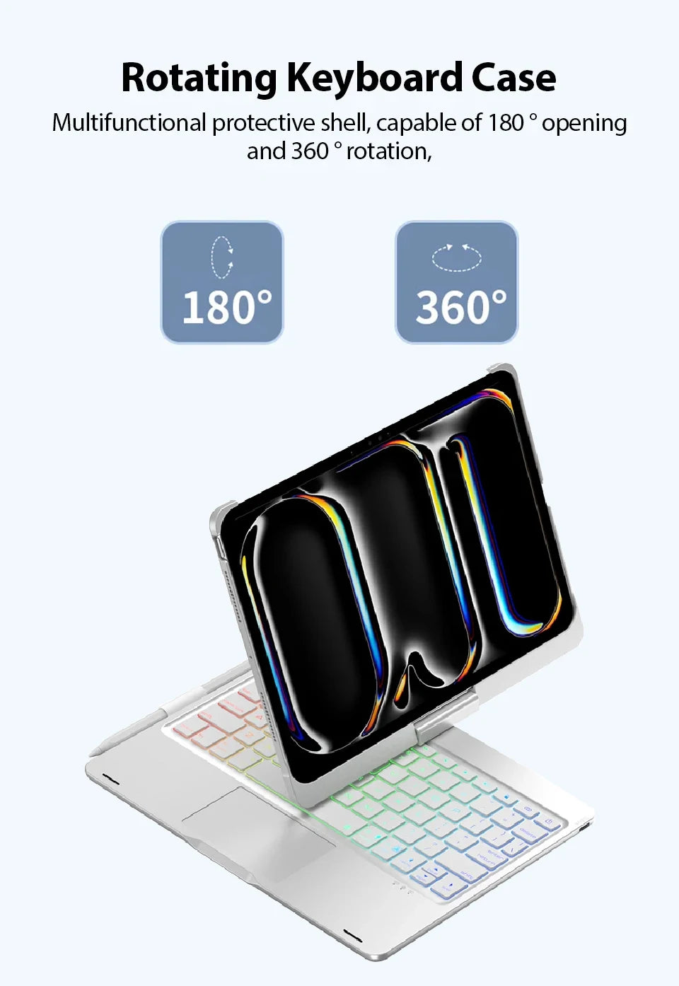 360° Rotating iPad Keyboard Case with Touchpad