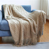 Oversized Chunky Knit Throw Blanket with Tassels