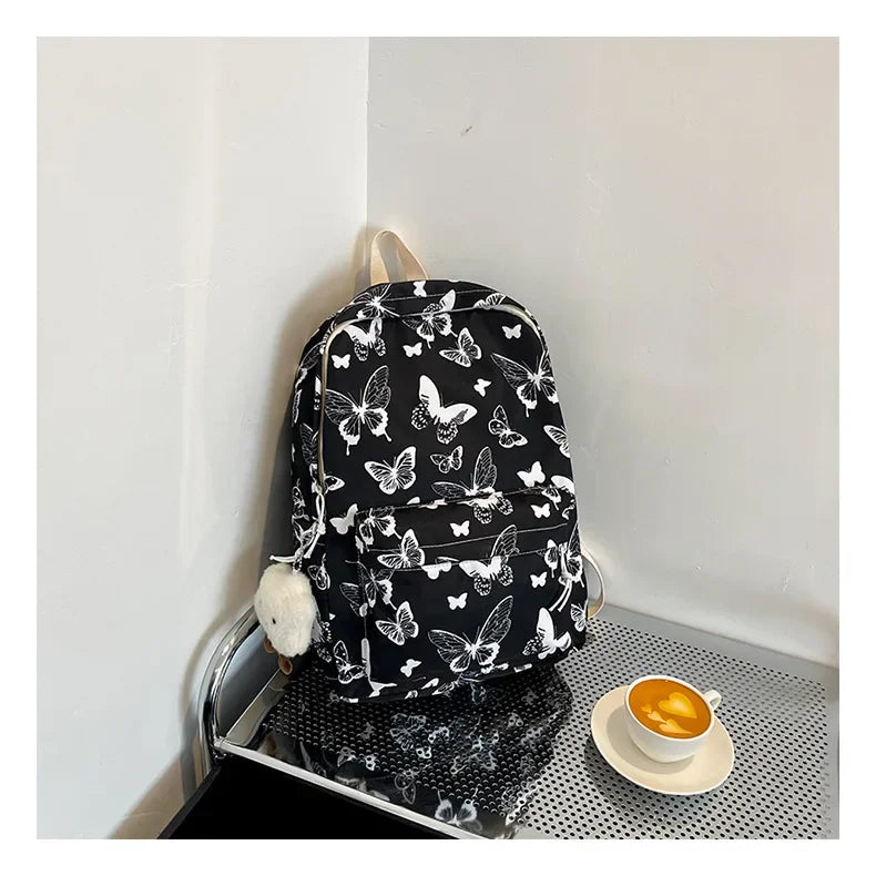 Butterfly Print Canvas Backpack for Women