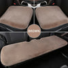 Brown plush rabbit fur car seat cushion shown in various angles.