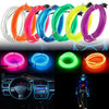 Flexible USB-powered neon accent light strips for car and home, shown in various colors.