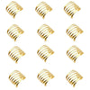 A set of twelve decorative gold metal napkin rings featuring a hollow-out pattern.
