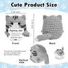 A handmade crochet cat plush doll shown from the front and back, highlighting its soft texture and size.