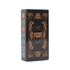 A black box containing an anime tarot card deck and guidebook with gold foil accents.
