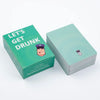 A box of Let's Get Drunk drinking cards with a cartoon police officer illustration.