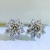 Pendientes de Aros con Forma de Flor de Moissanita en Plata de Ley 925