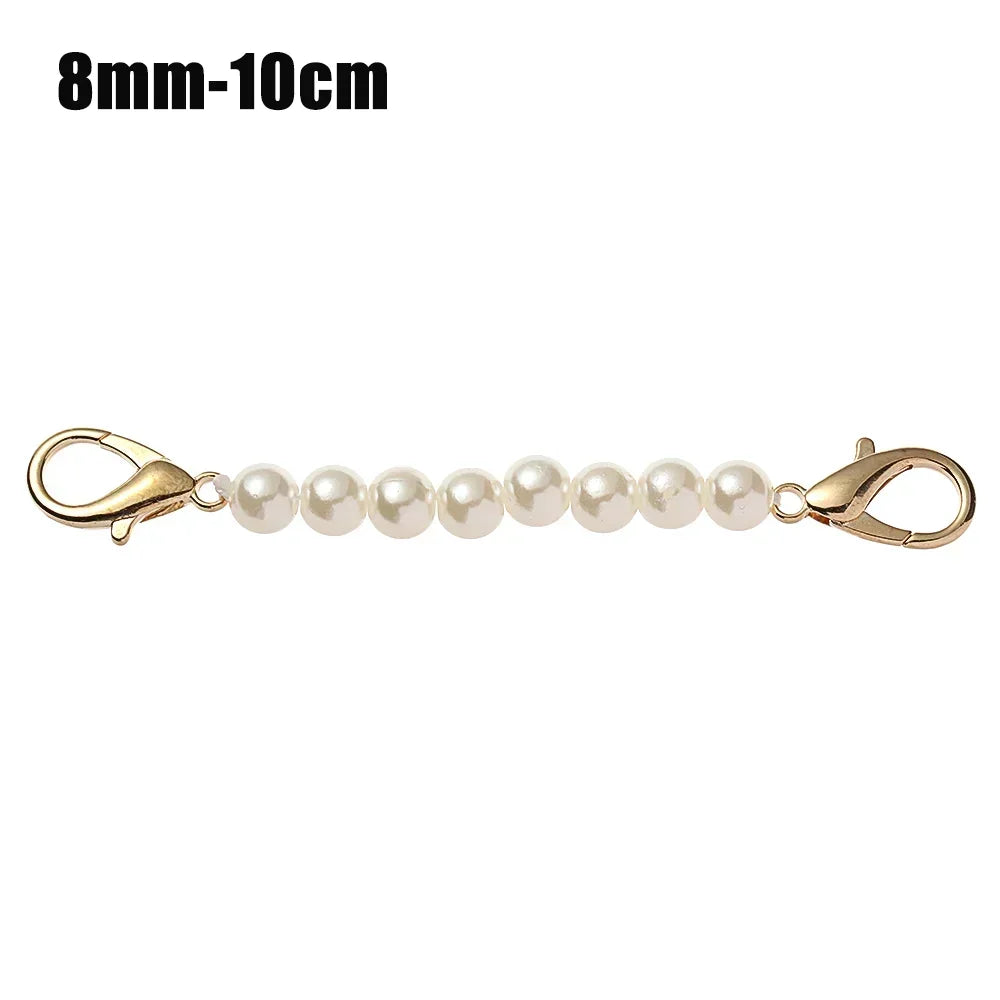 Elegant pearl chain strap with gold-toned clasps for handbags and DIY purses
