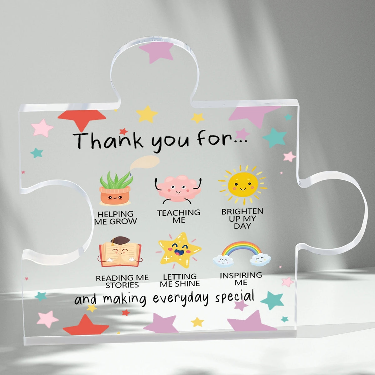 Heart-Shaped Acrylic Thank You Desk Decor with Message