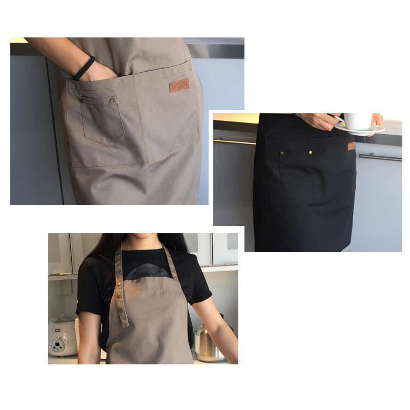 Stain-Resistant Kitchen Apron with Front Pocket