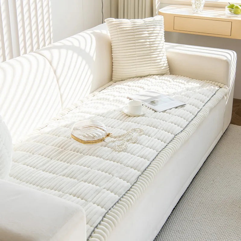 Cozy Quilted Flannel Sofa Pad with Anti-Slip Backing