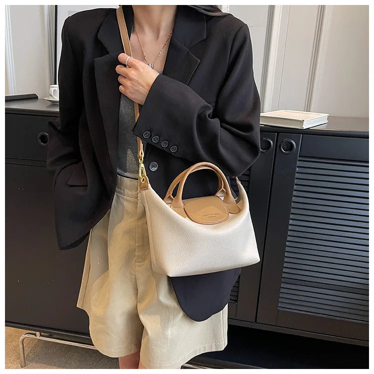 Vintage PU Leather Crossbody Bucket Bag