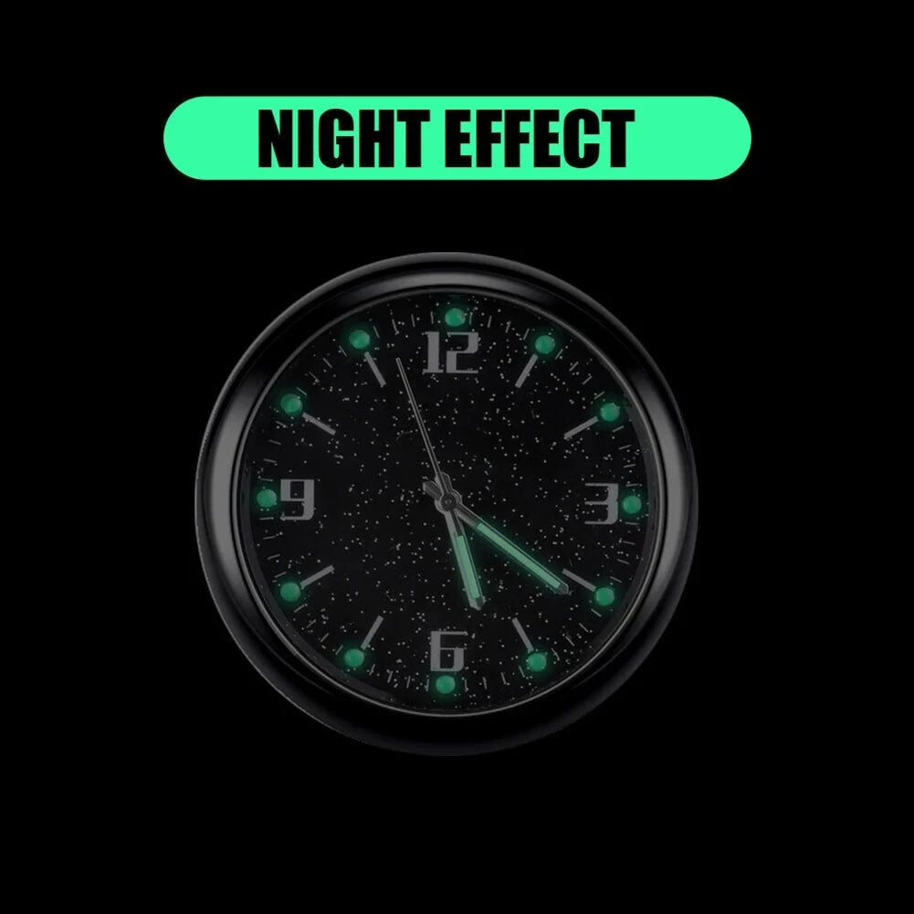 Mini Car Clock with Glow-In-The-Dark Dial and Air Vent Clip