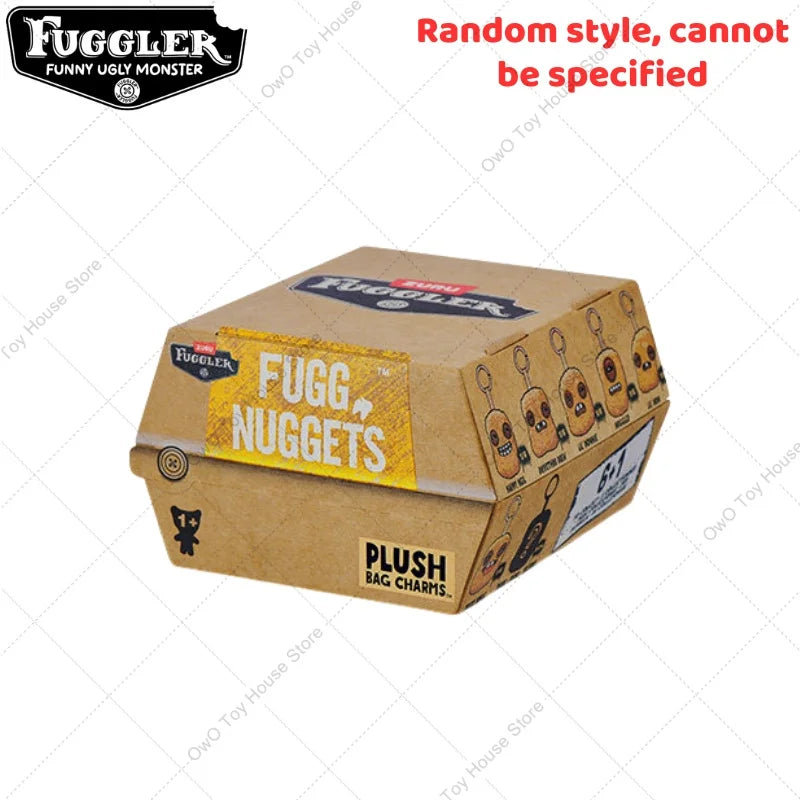 A cardboard box for Fuggler Nuggets plush bag charms and keychains.