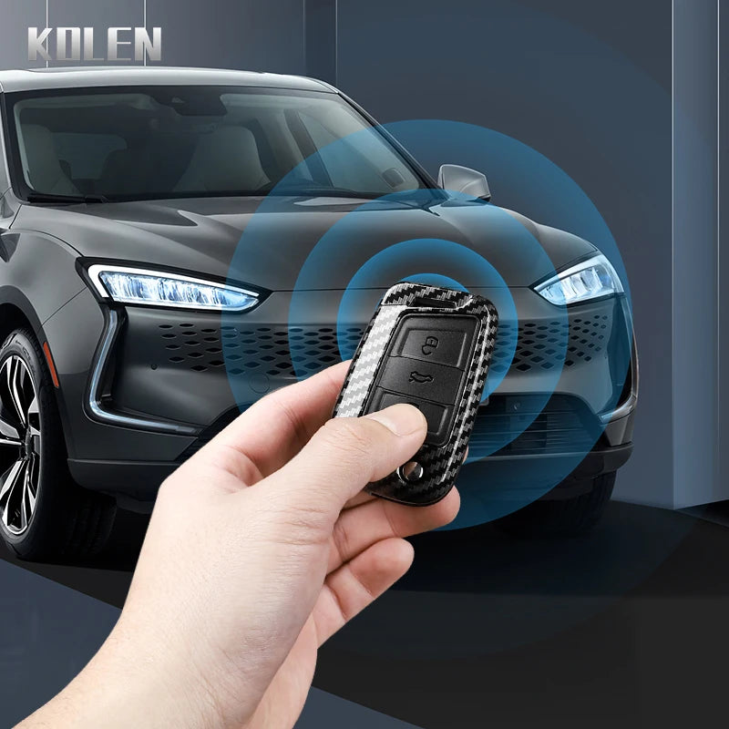 Carbon Fiber Car Key Case Cover for VW, SEAT & Skoda