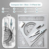 8-Piece Geometry Set – Transparent Rulers, Protractor, Compass & Eraser