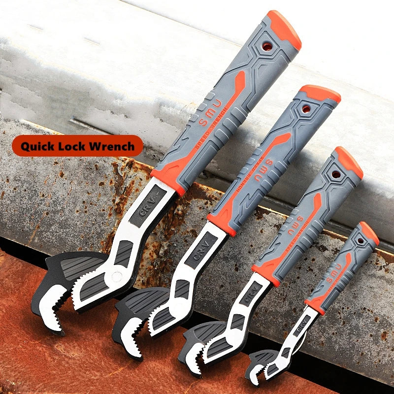 Self-Locking Adjustable Wrench with Quick-Release Mechanism