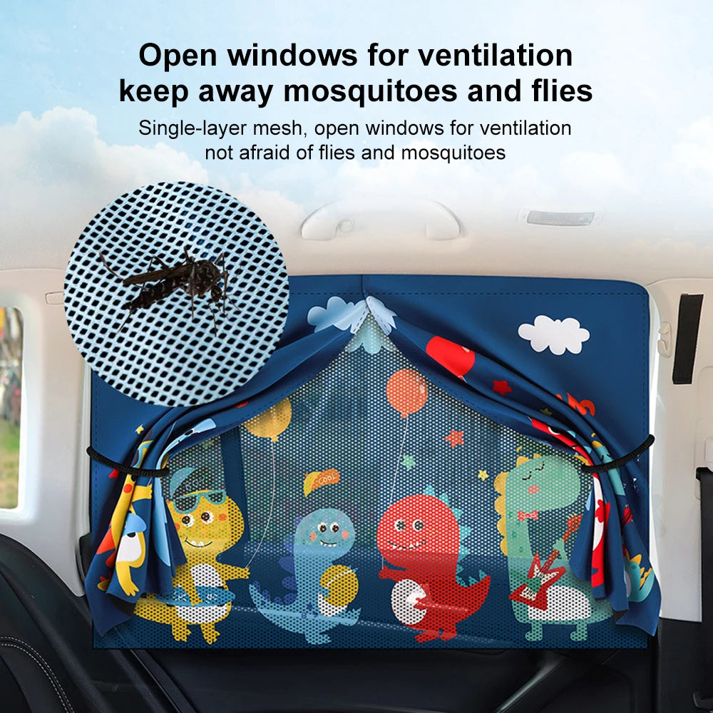 Telescopic Magnetic Car Window Shades with UV Protection and Insect Mesh