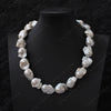 White Baroque Keshi Pearl Necklace with CZ Clasp
