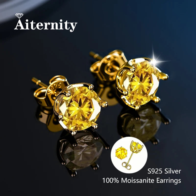 S925 Sterling Silver Moissanite Stud Earrings