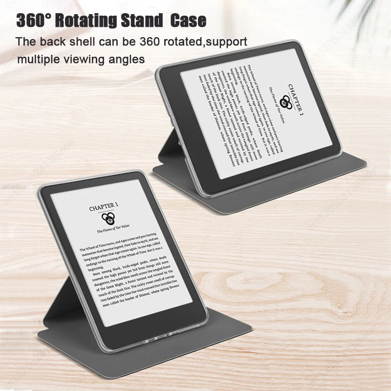 A dark gray magnetic detachable stand case for a tablet, shown in various angles.