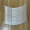 A clear vinyl decal sticker set featuring multiple curved, parallel stripes designed for motorcycle wheel rim decoration.