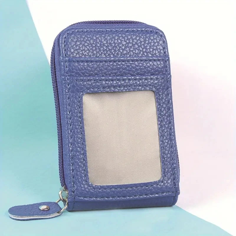 Compact Zippered PU Wallet with Multiple Card Slots