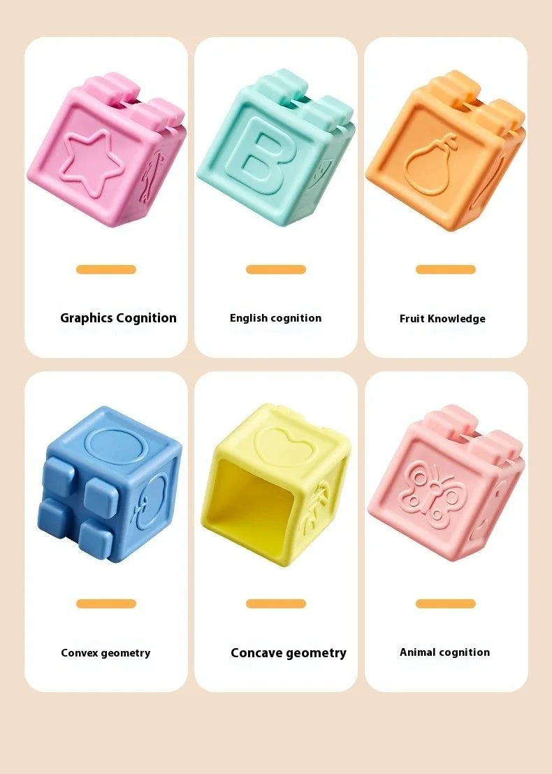 Soft Rubber Building Blocks Set for Babies – Safe, Chewable, and Educational Sensory Toy