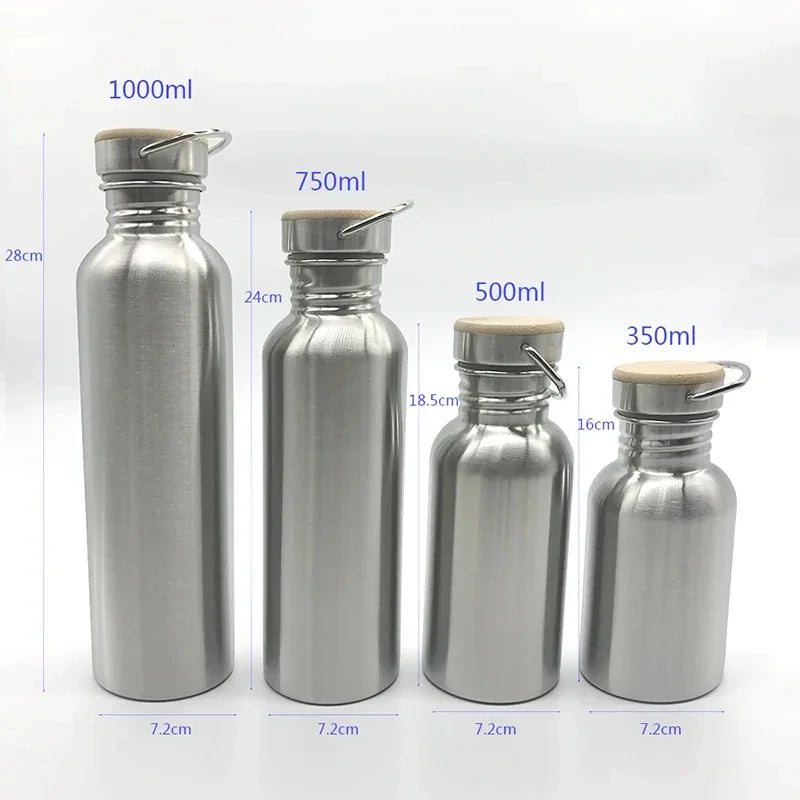 Stainless Steel Water Bottle with Bamboo Lid
