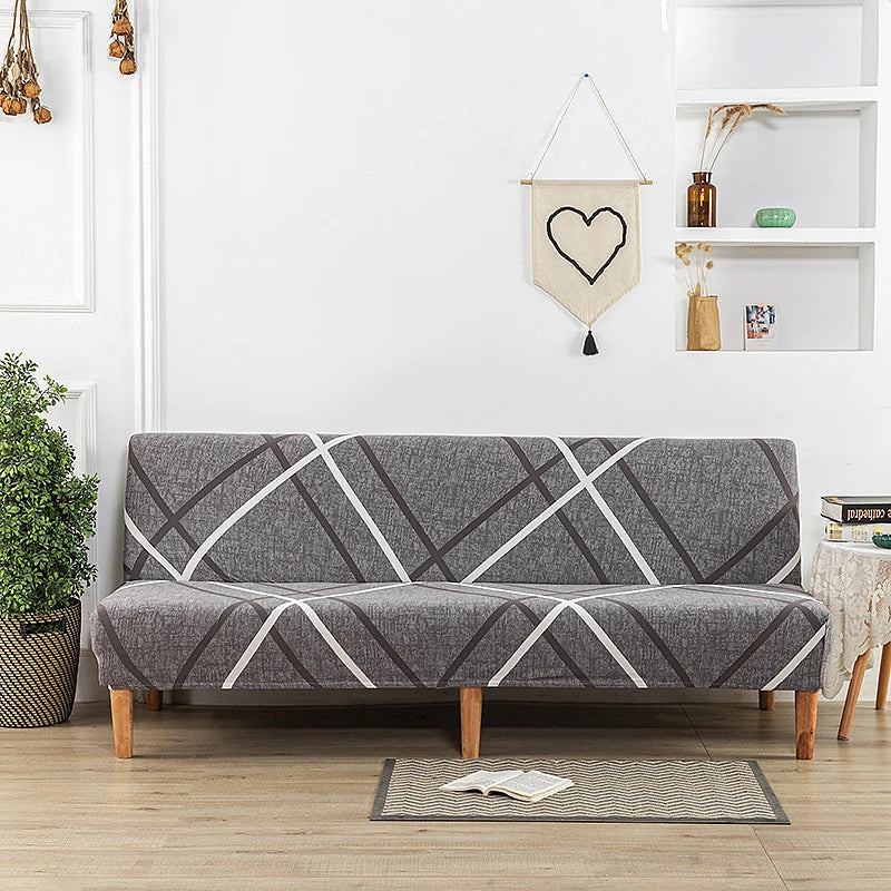 Stretchable Sofa Cover with Geometric Pattern for Futon Seats