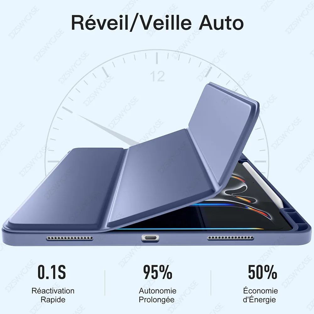 Silicone Trifold Stand Case for iPad Pro 13-Inch with Pencil Holder