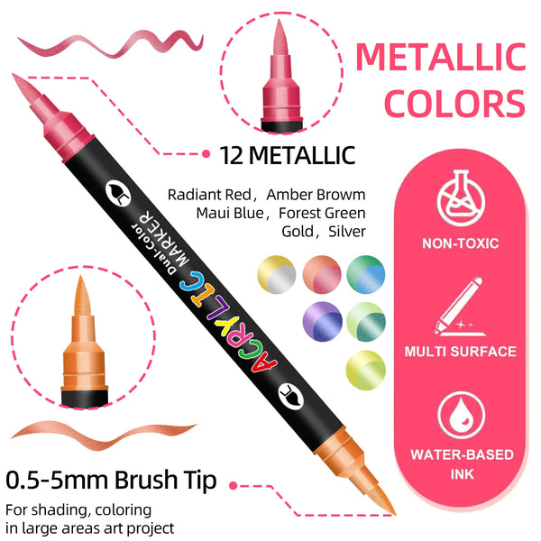 Dual-Tip Acrylic Paint Markers