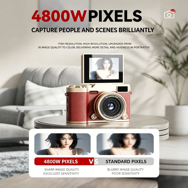 Appareil Photo Numérique à Écran à Bascule avec Zoom 16X et Filtres de Beauté