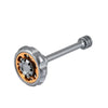 A silver metal fidget toy with a textured head and a cylindrical shaft.