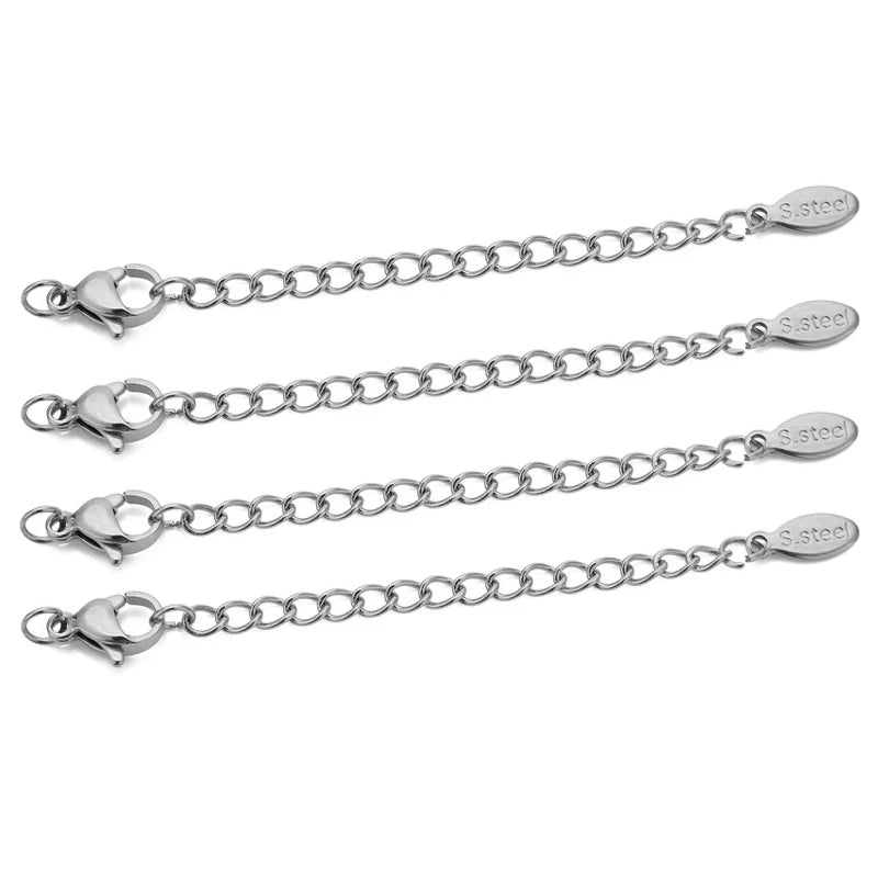 Stainless Steel Extension Chains with Lobster Clasps for Jewelry Making (10-Pack)